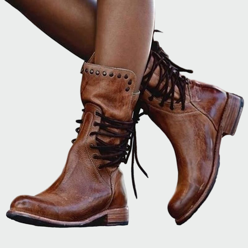 Lady Josephine Leather Lace Up Ankle Boots