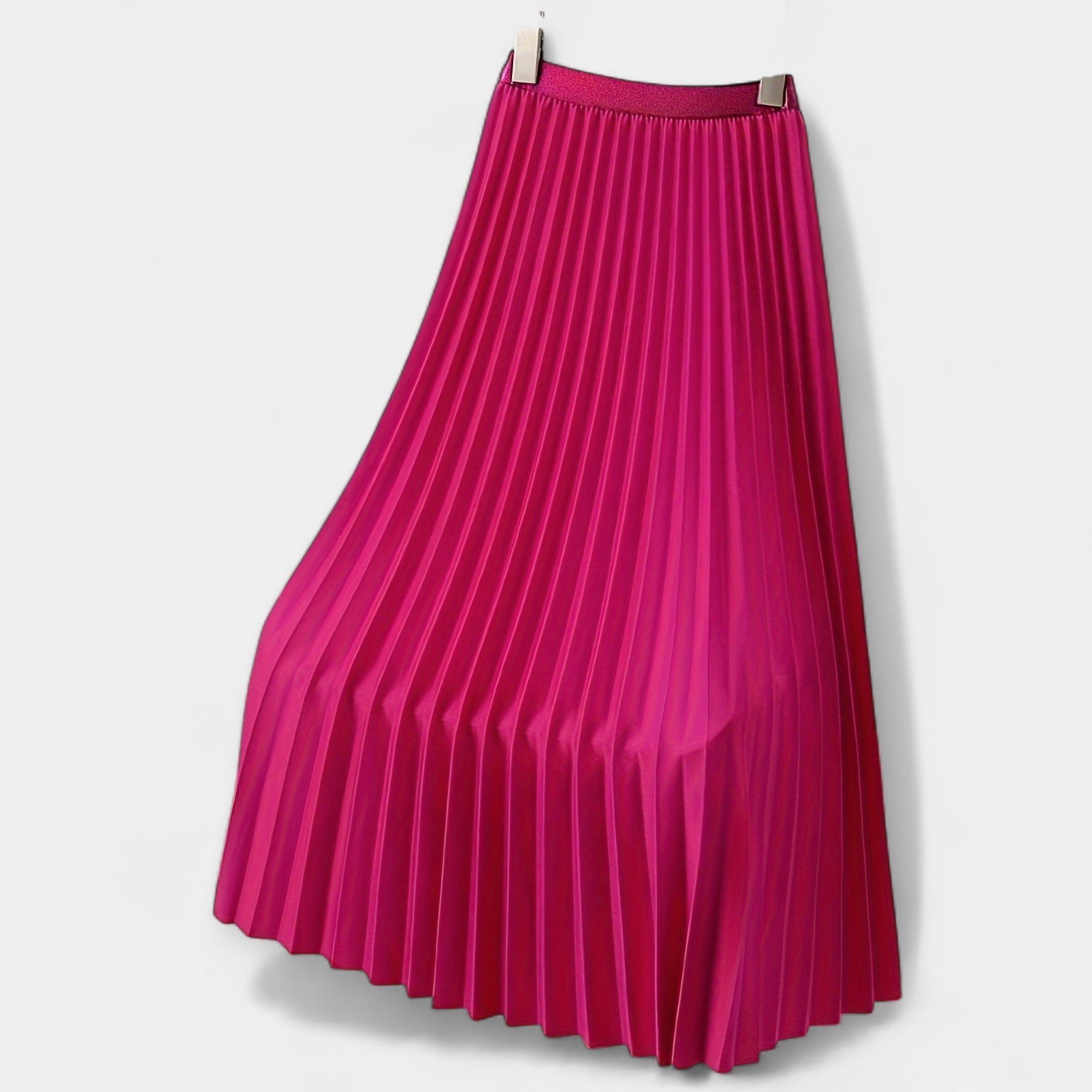 Lady Margaret Long Pleated Satin Skirt