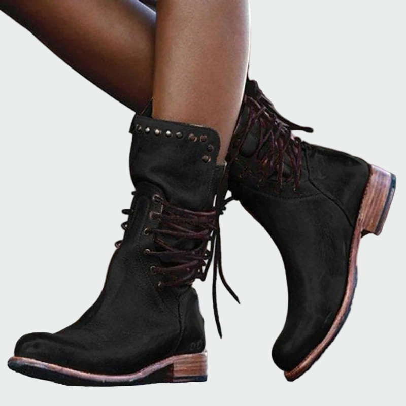 Lady Josephine Leather Lace Up Ankle Boots