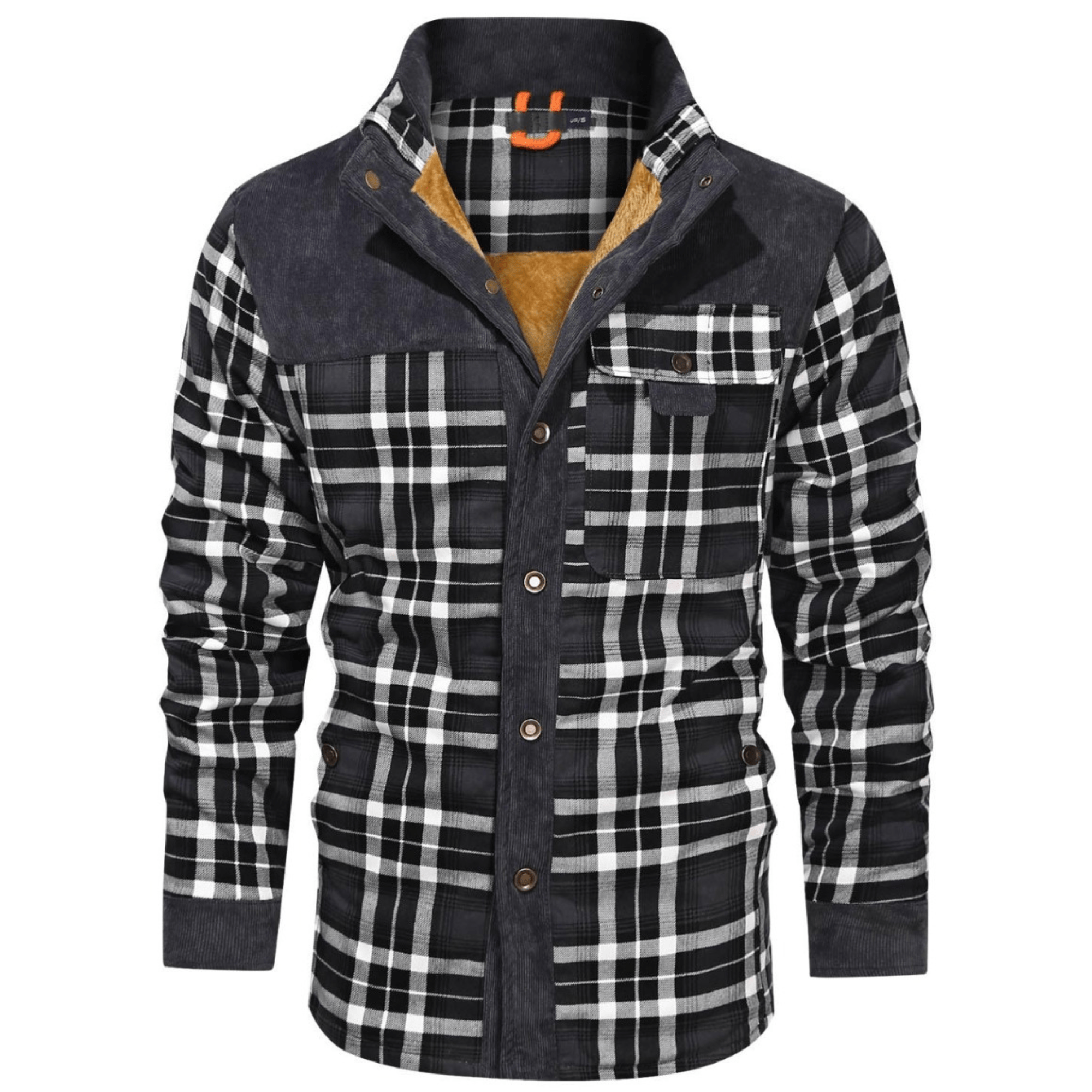 Sir Robert Retro Plaid Reverse Collar Thermal Fleece Jacket