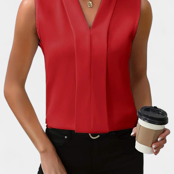 Lady Hannah Sleeveless Blouse with V-Neck and Flowing Cut
