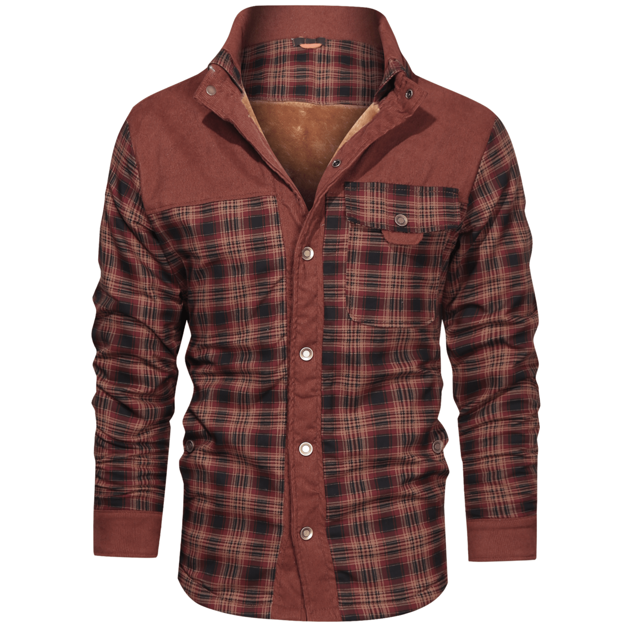 Sir Robert Retro Plaid Reverse Collar Thermal Fleece Jacket