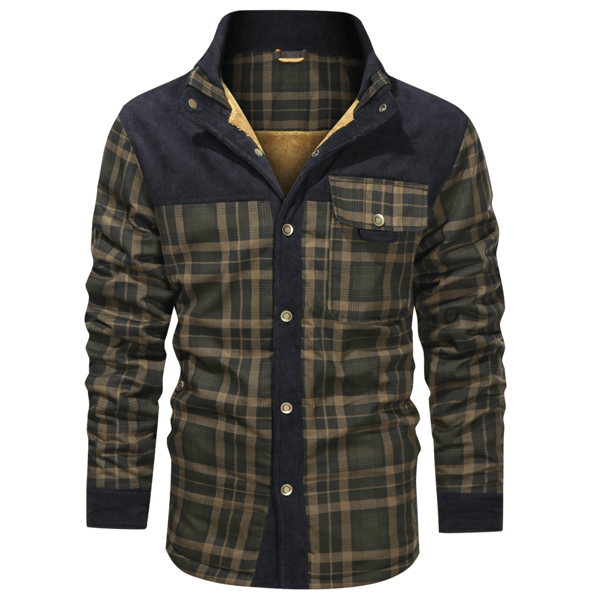 Sir Robert Retro Plaid Reverse Collar Thermal Fleece Jacket