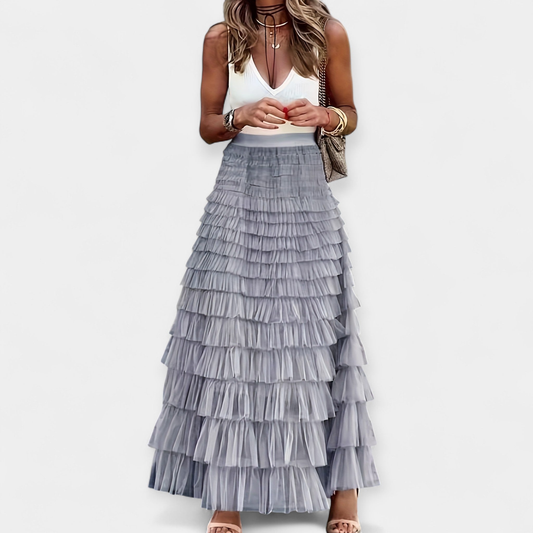 Lady Penelope Boho Skirt with Net Satin Hem
