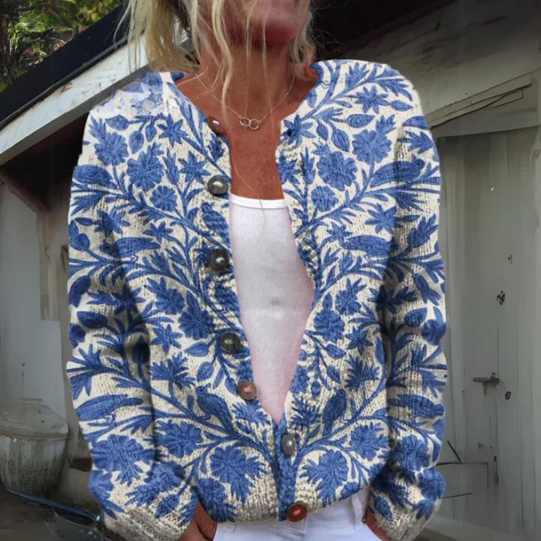 Lady Rae Floral Pattern Knit Cardigan