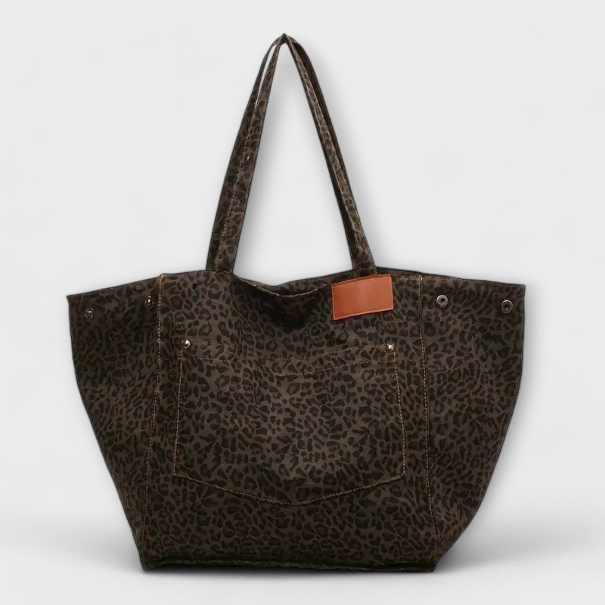 Lady Mary Leopard Print Canvas Shoulder Bag
