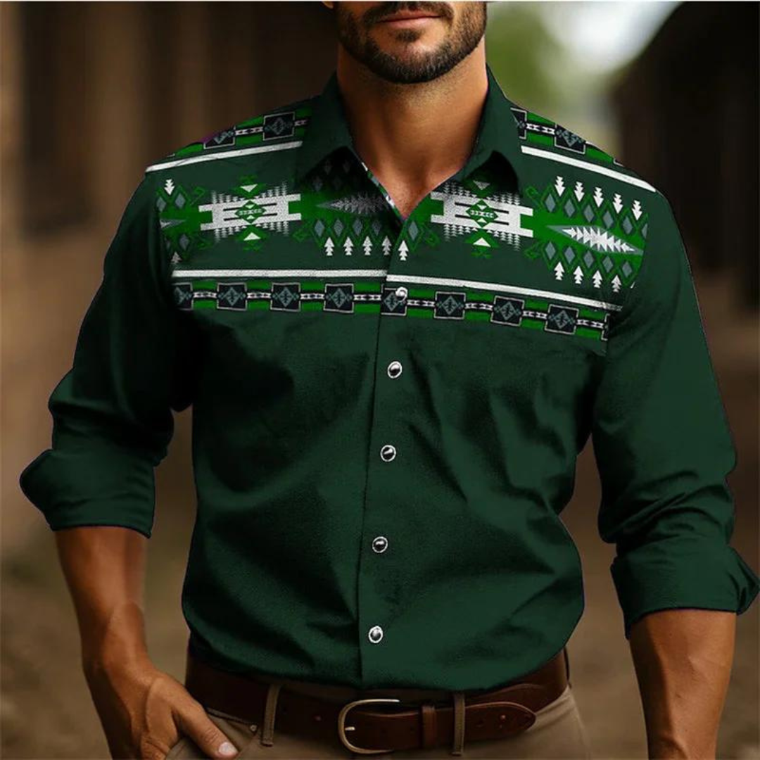 Sir Mason Retro Pattern Long Sleeve Shirt