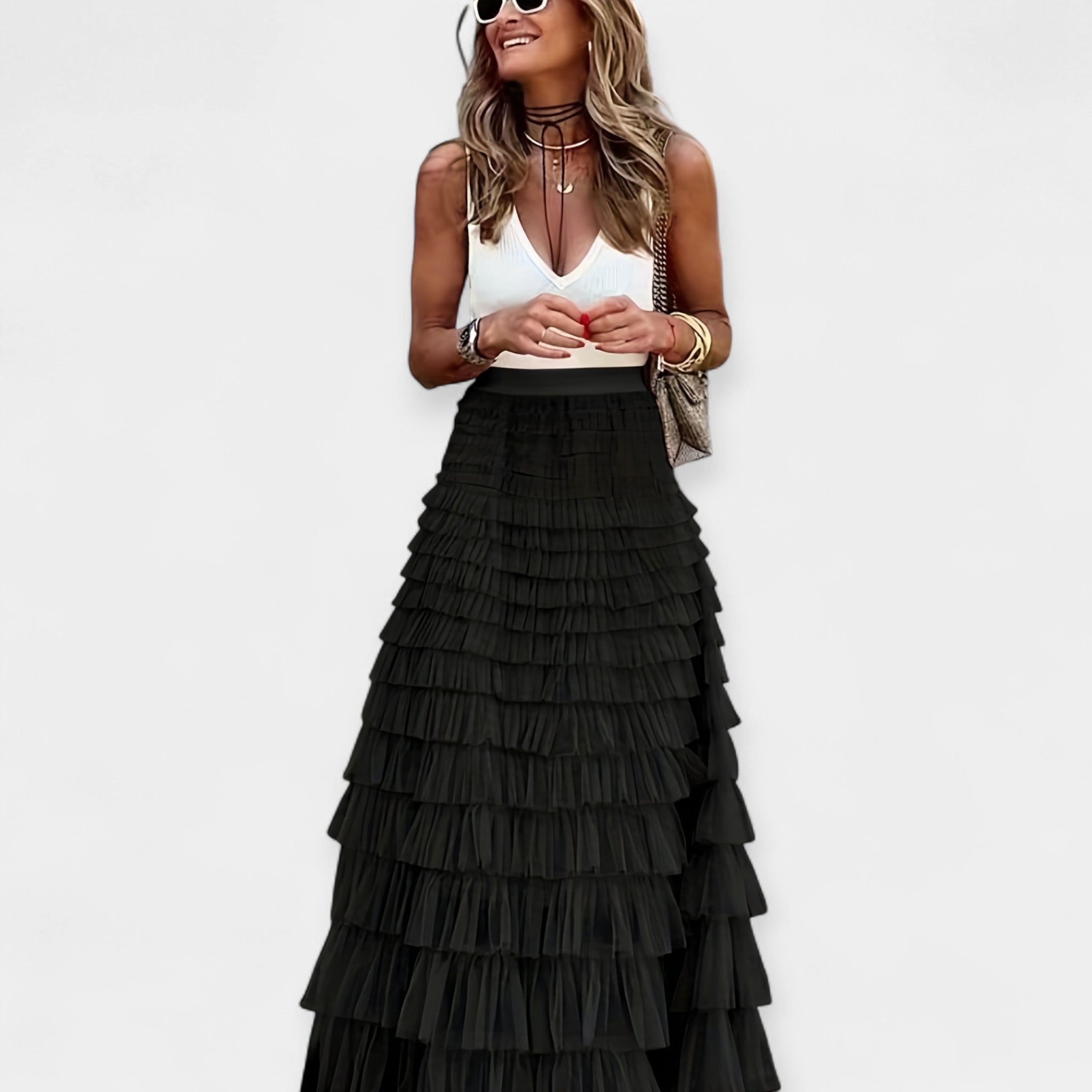 Lady Penelope Boho Skirt with Net Satin Hem