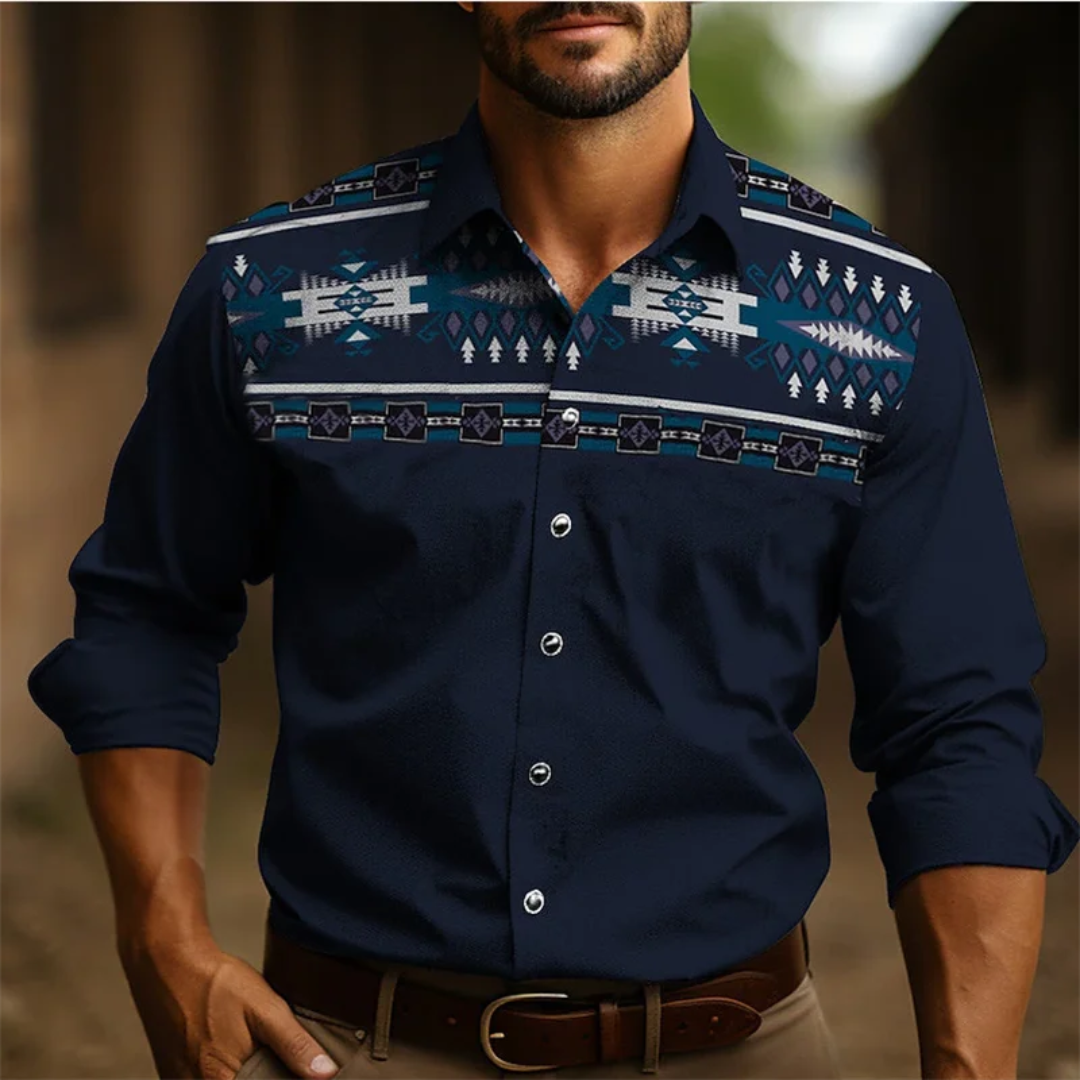 Sir Mason Retro Pattern Long Sleeve Shirt