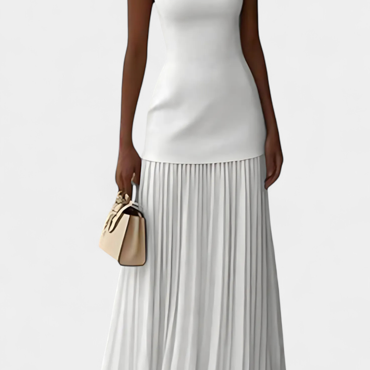 Lady Victoria Pleated Chiffon Maxi Evening Dress