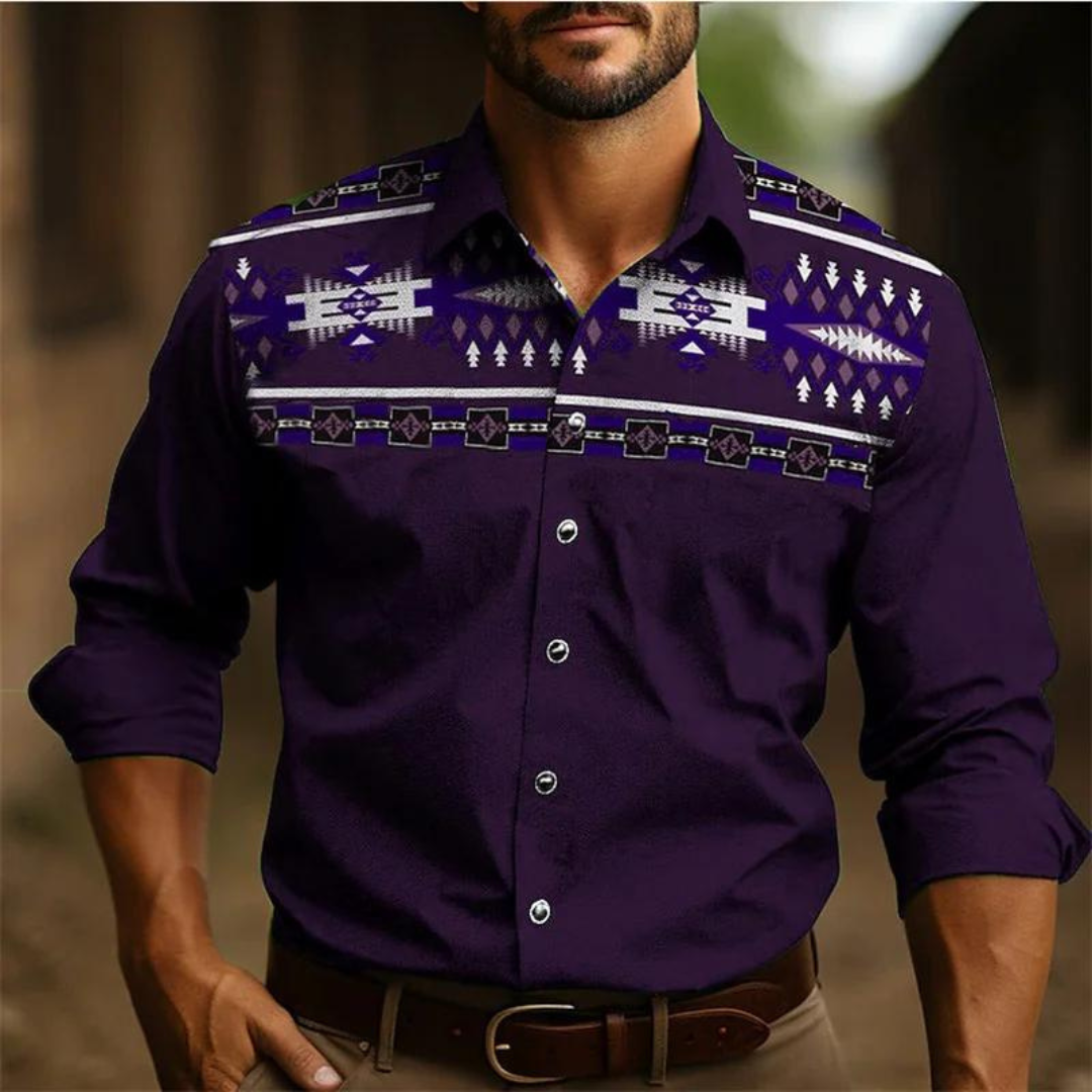 Sir Mason Retro Pattern Long Sleeve Shirt