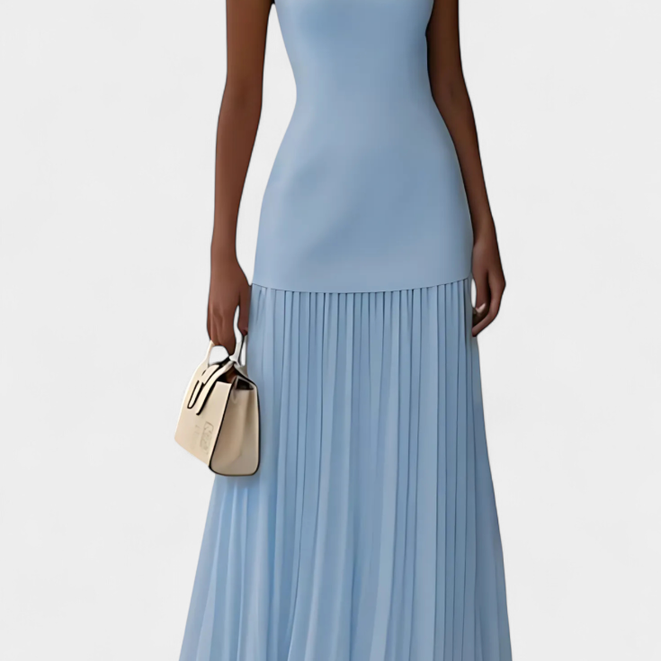 Lady Victoria Pleated Chiffon Maxi Evening Dress