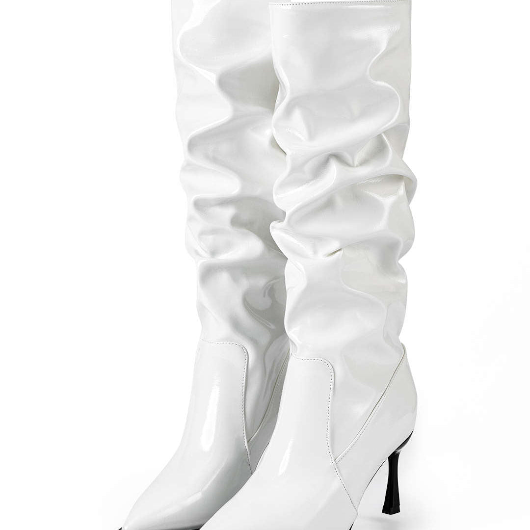 Lady Octaviana Folded Pointed Synthetic Leather Boots