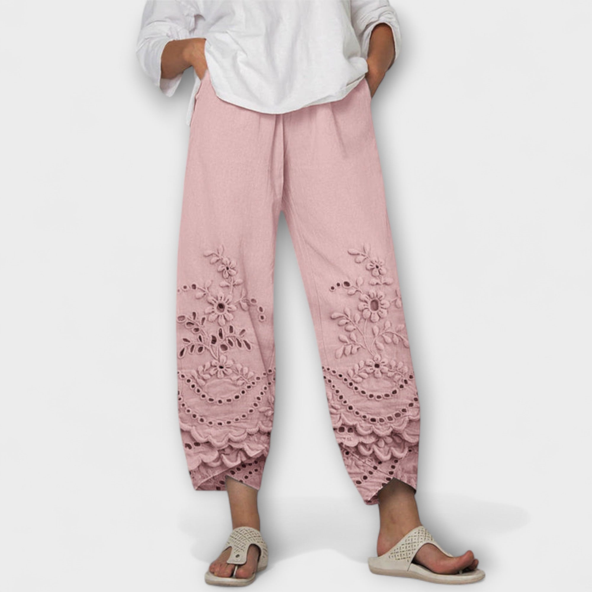 Lady Chloe Elegant Printed Lace Trousers