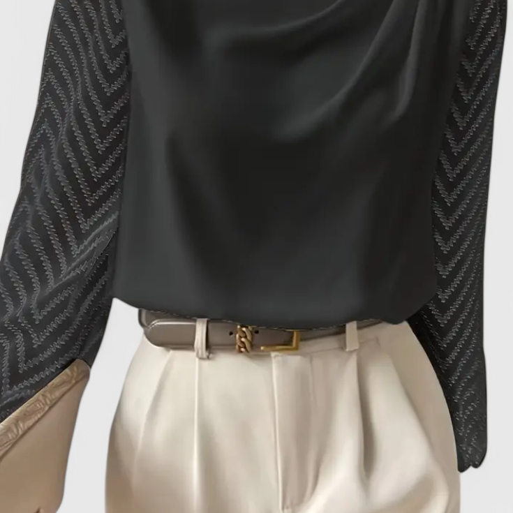 Lady Zara Elegant Sheer-Sleeve Blouse