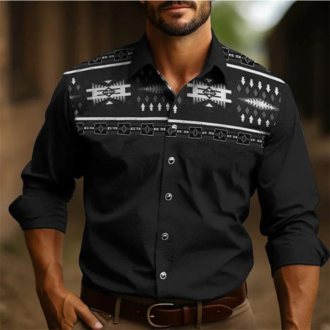 Sir Mason Retro Pattern Long Sleeve Shirt