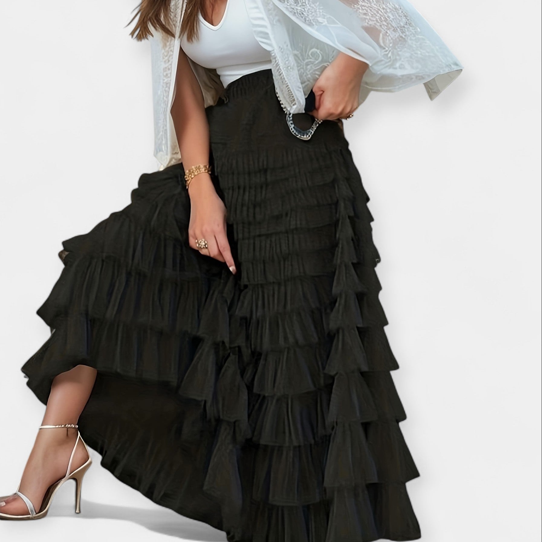 Lady Amelia Elegant Skirt with Decorative Tulle Detail