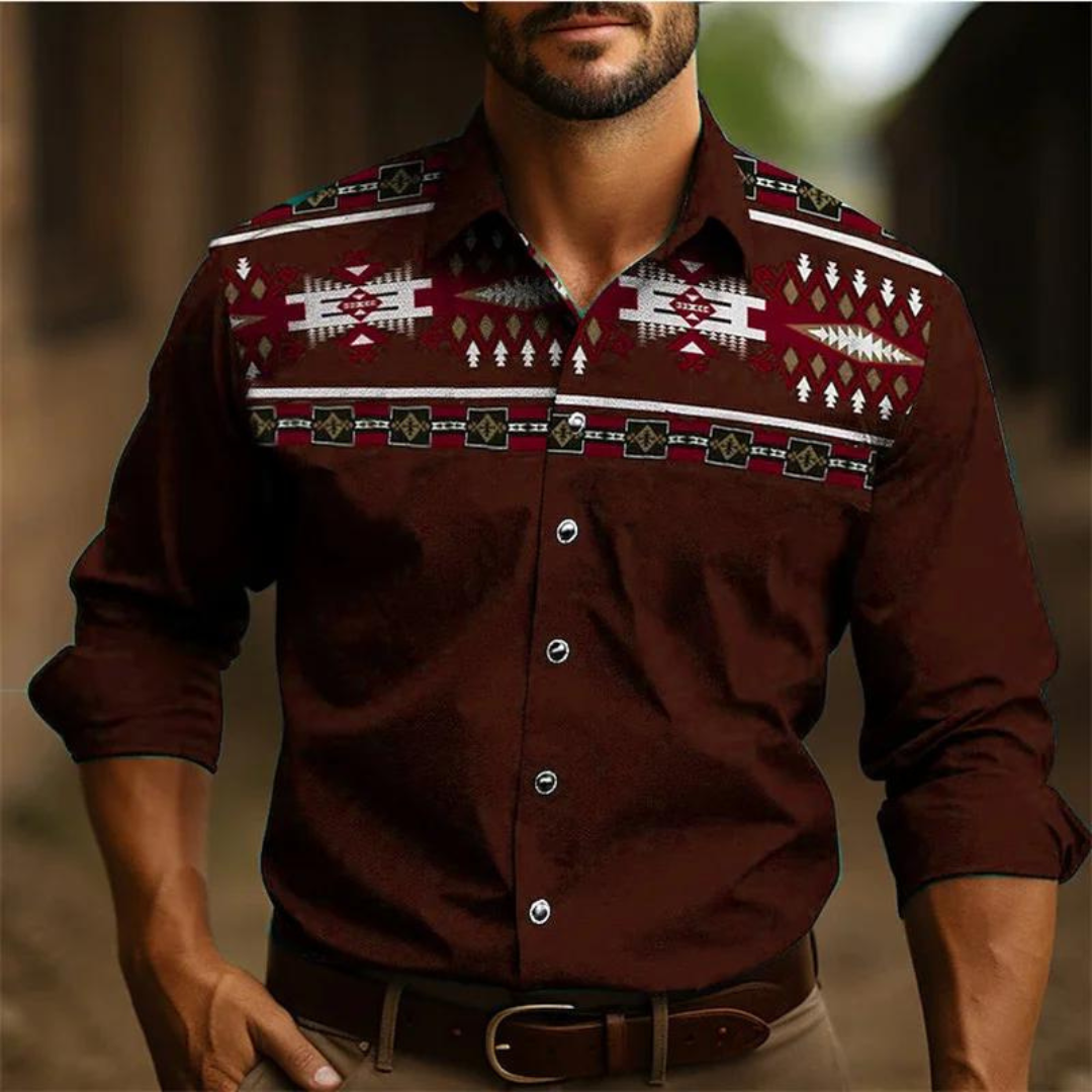 Sir Mason Retro Pattern Long Sleeve Shirt