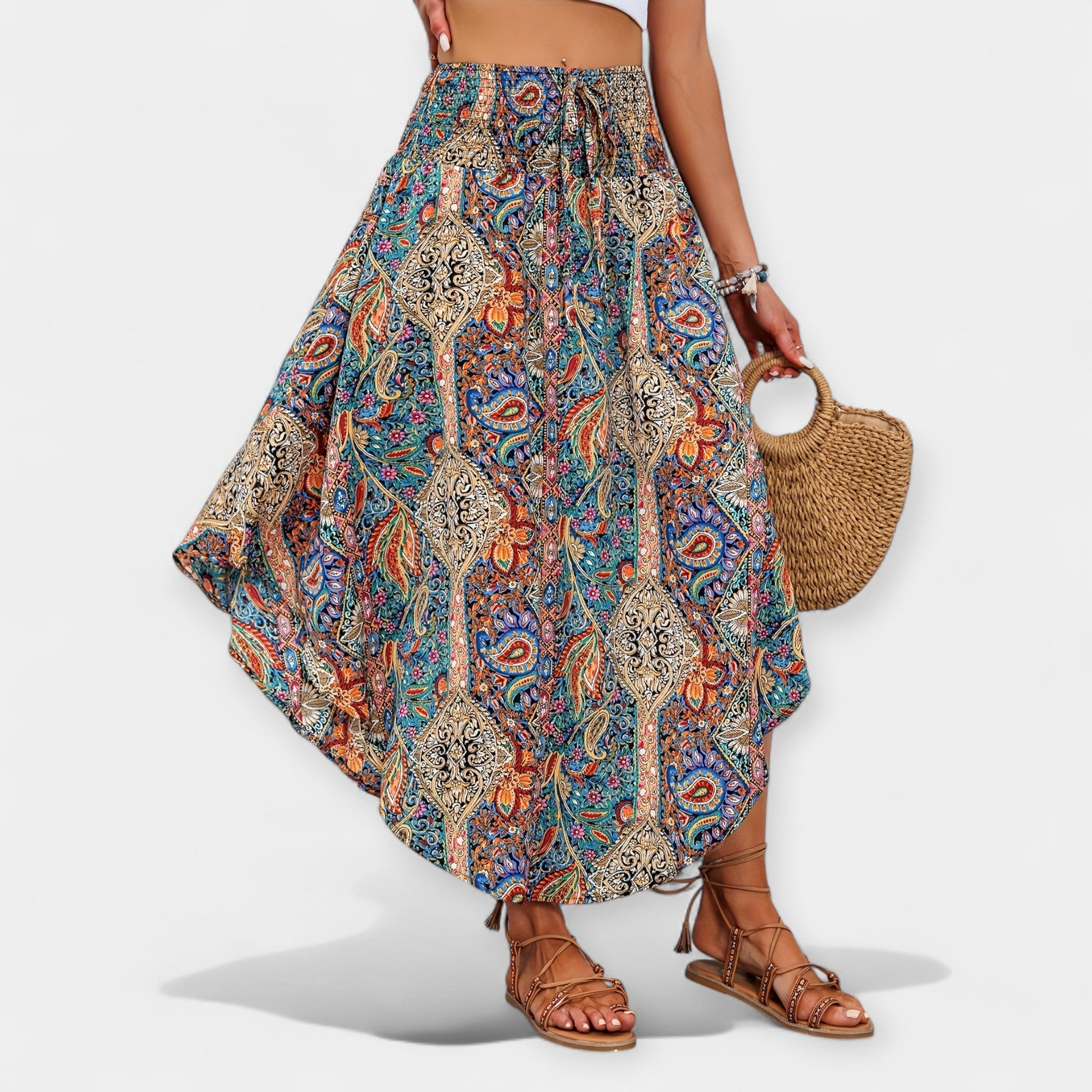 Lady Matilda Floral Midi Skirt with High Waist