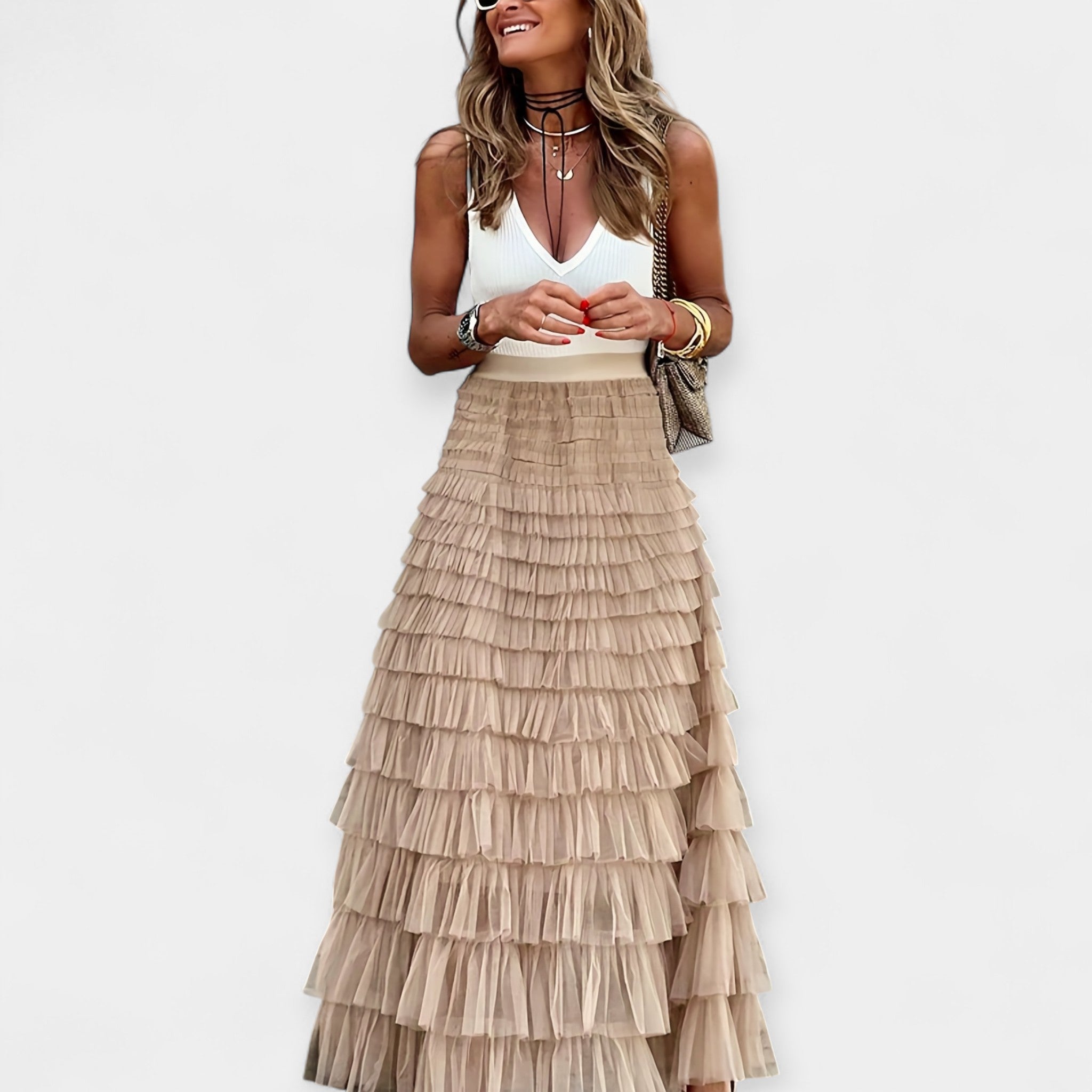 Lady Penelope Boho Skirt with Net Satin Hem