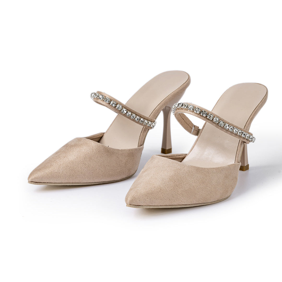 Lady Amelia High-Heel Pointed Toe Sandals with Rhinestones