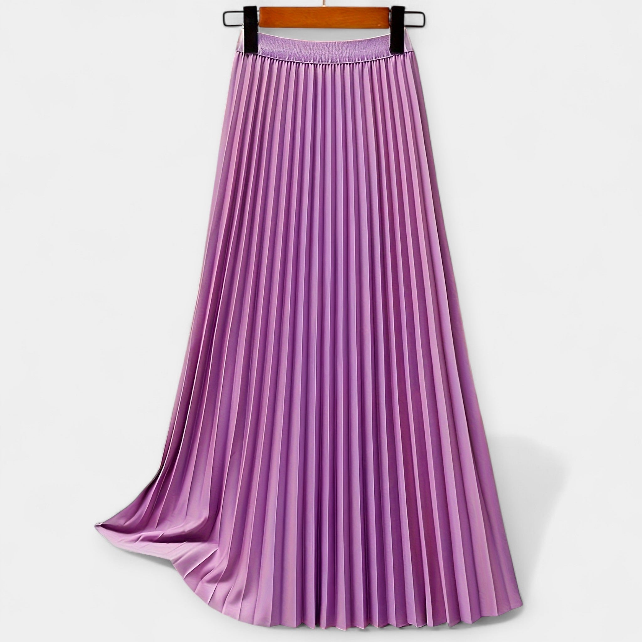 Lady Margaret Long Pleated Satin Skirt
