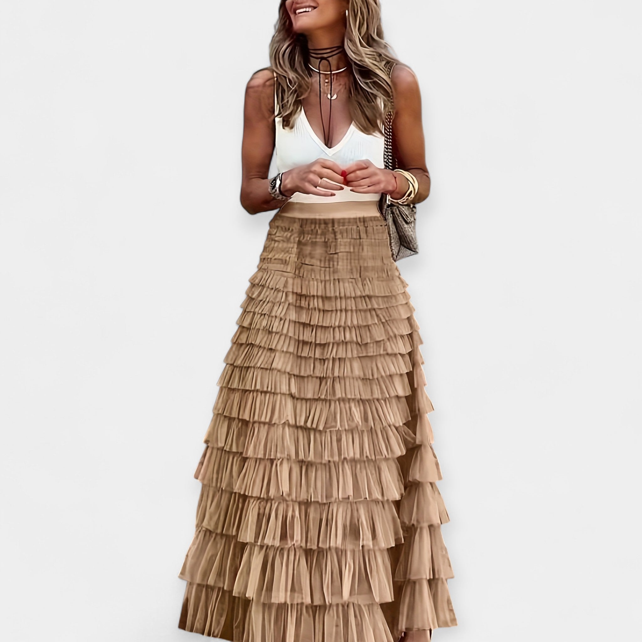 Lady Penelope Boho Skirt with Net Satin Hem