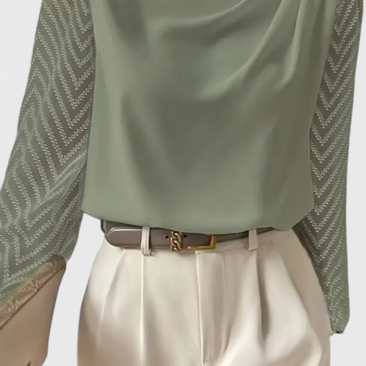 Lady Zara Elegant Sheer-Sleeve Blouse
