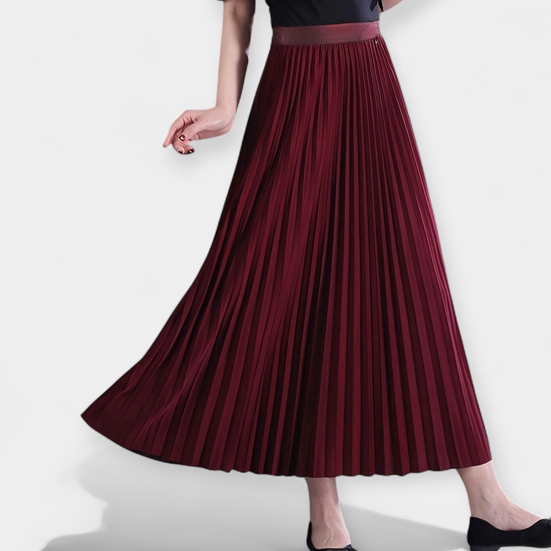 Lady Margaret Long Pleated Satin Skirt