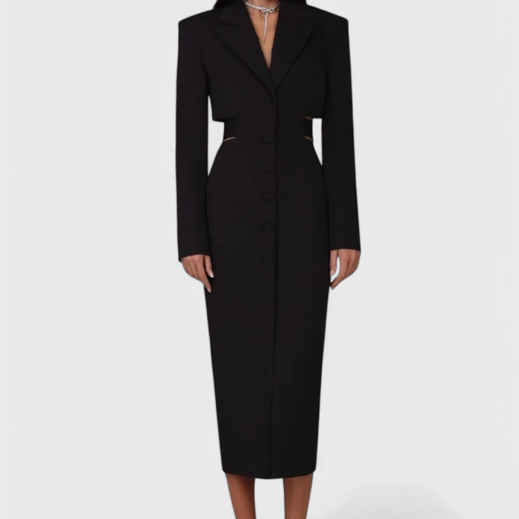 Lady Alice Midi Blazer Dress with Cut-Out Back