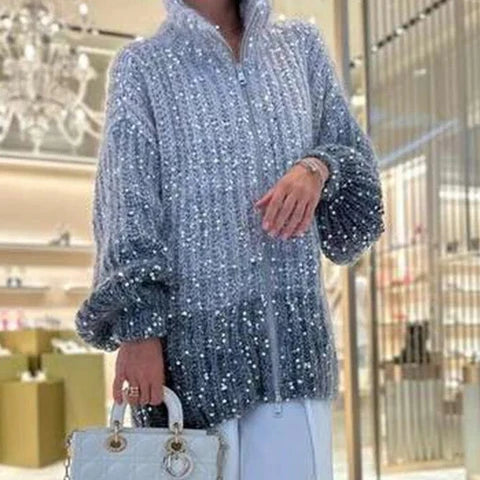 Lady Magda Glitter Knit with V-Neck