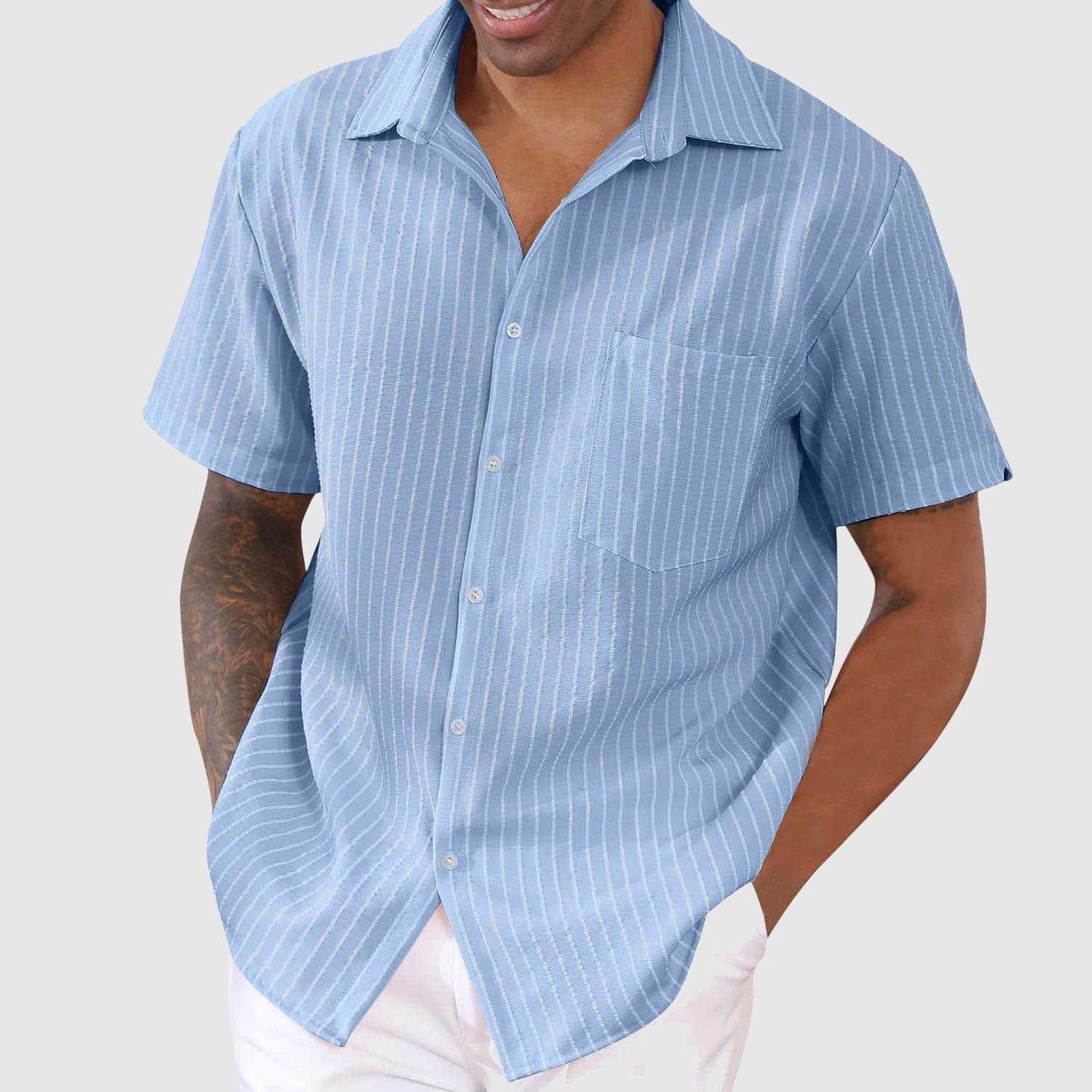 Sir Randy Striped Pattern Short Sleeve Shirt