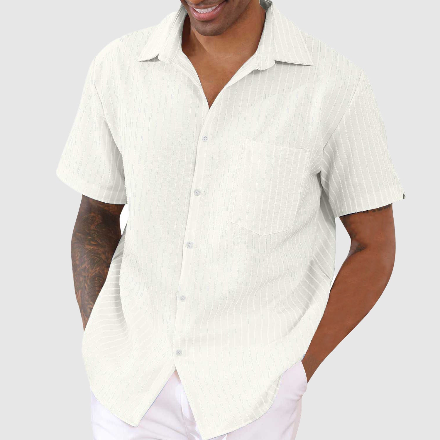Sir Randy Striped Pattern Short Sleeve Shirt