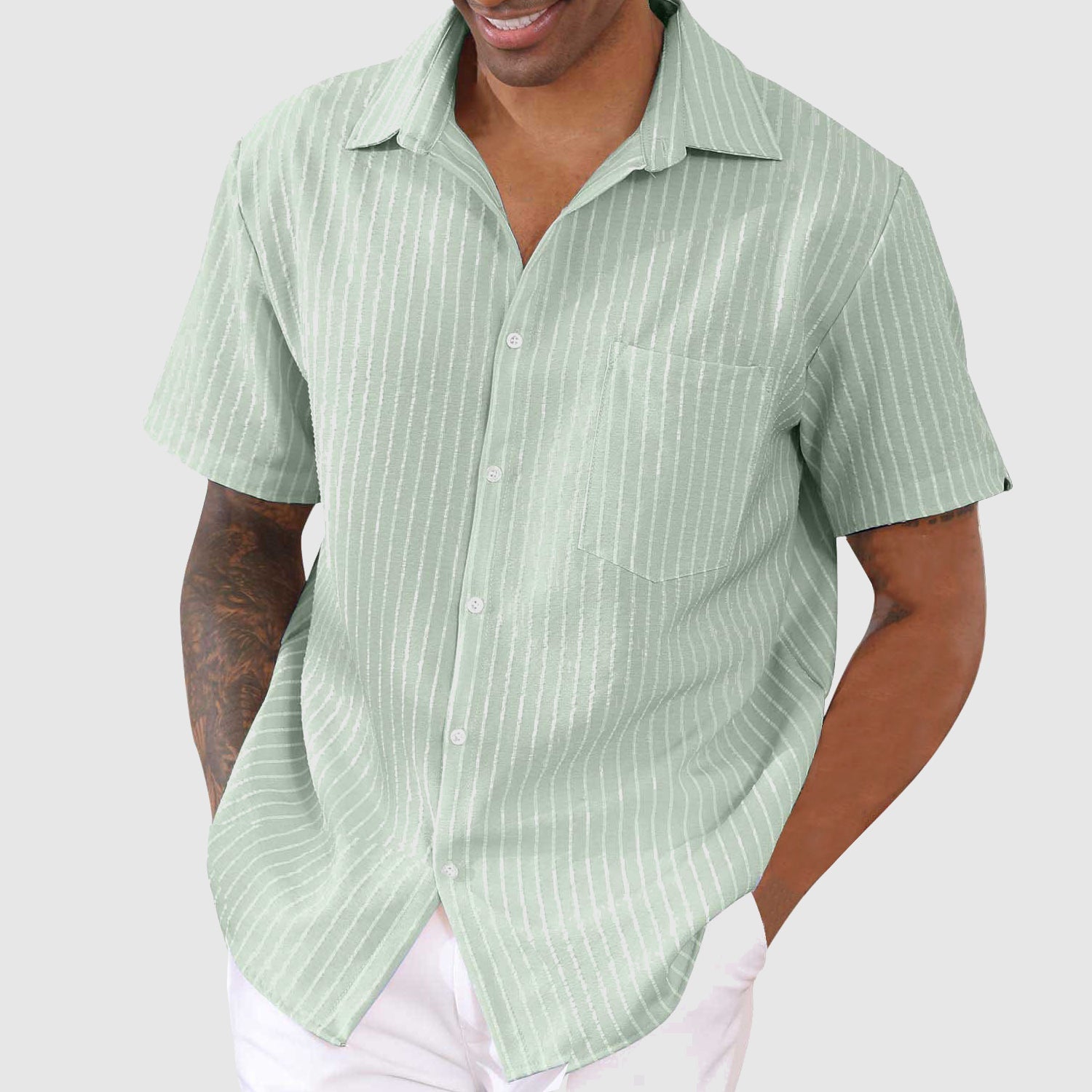 Sir Randy Striped Pattern Short Sleeve Shirt