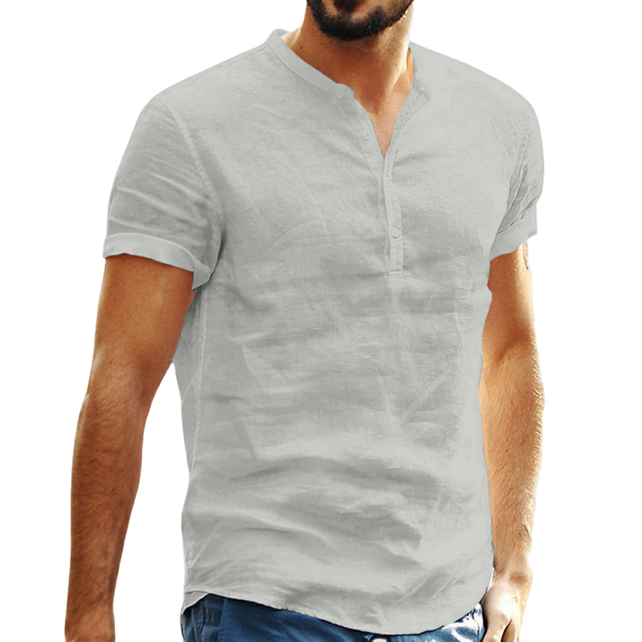 Sir Barry Linen Cotton Blend Short Sleeve Shirt