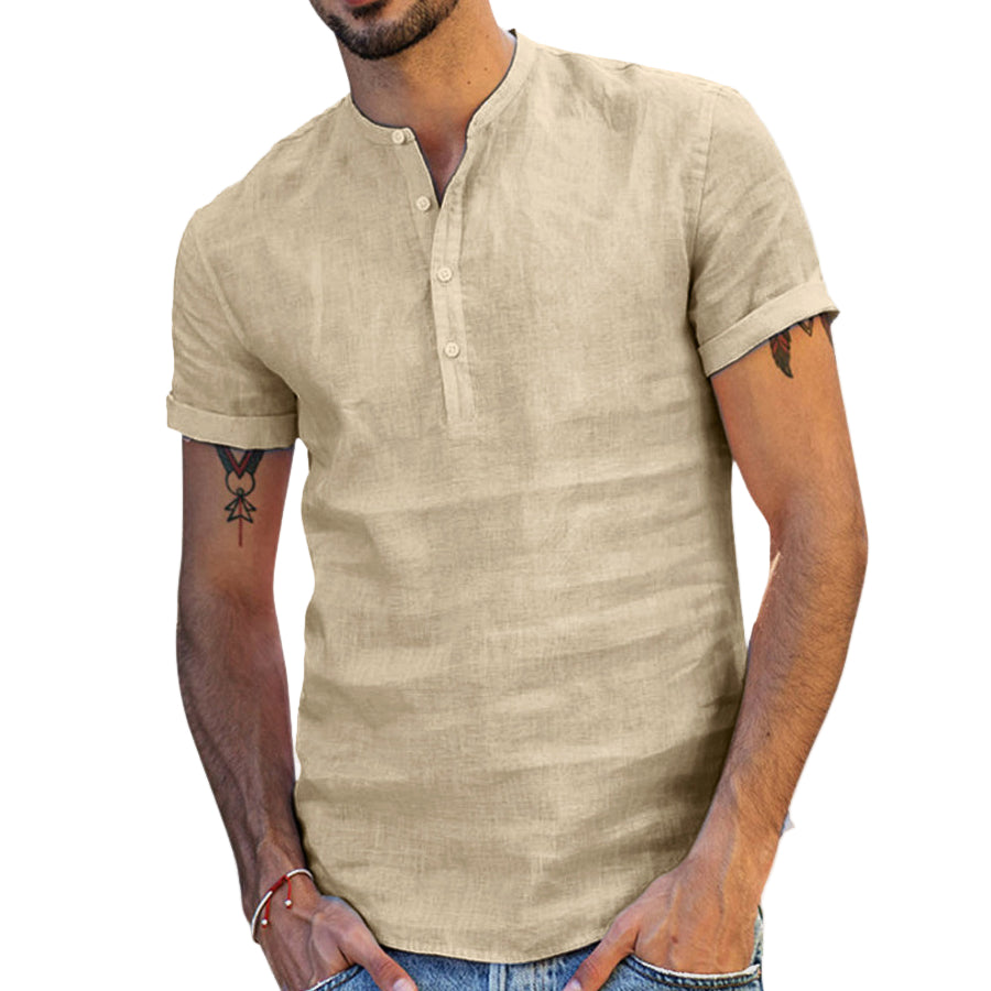 Sir Barry Linen Cotton Blend Short Sleeve Shirt