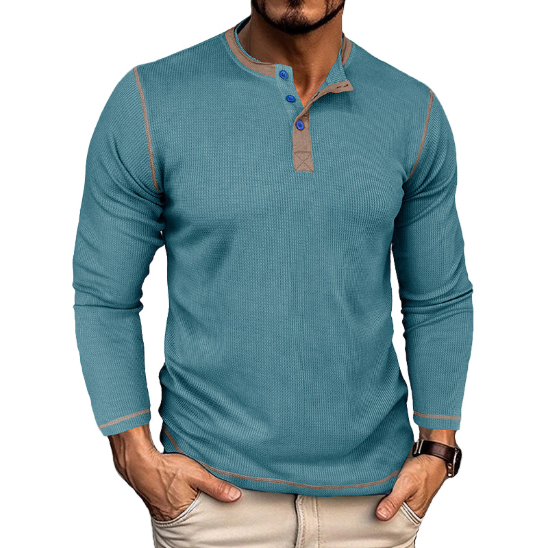 Sir Dustin Vintage Waffle Long Sleeve Polo Shirt