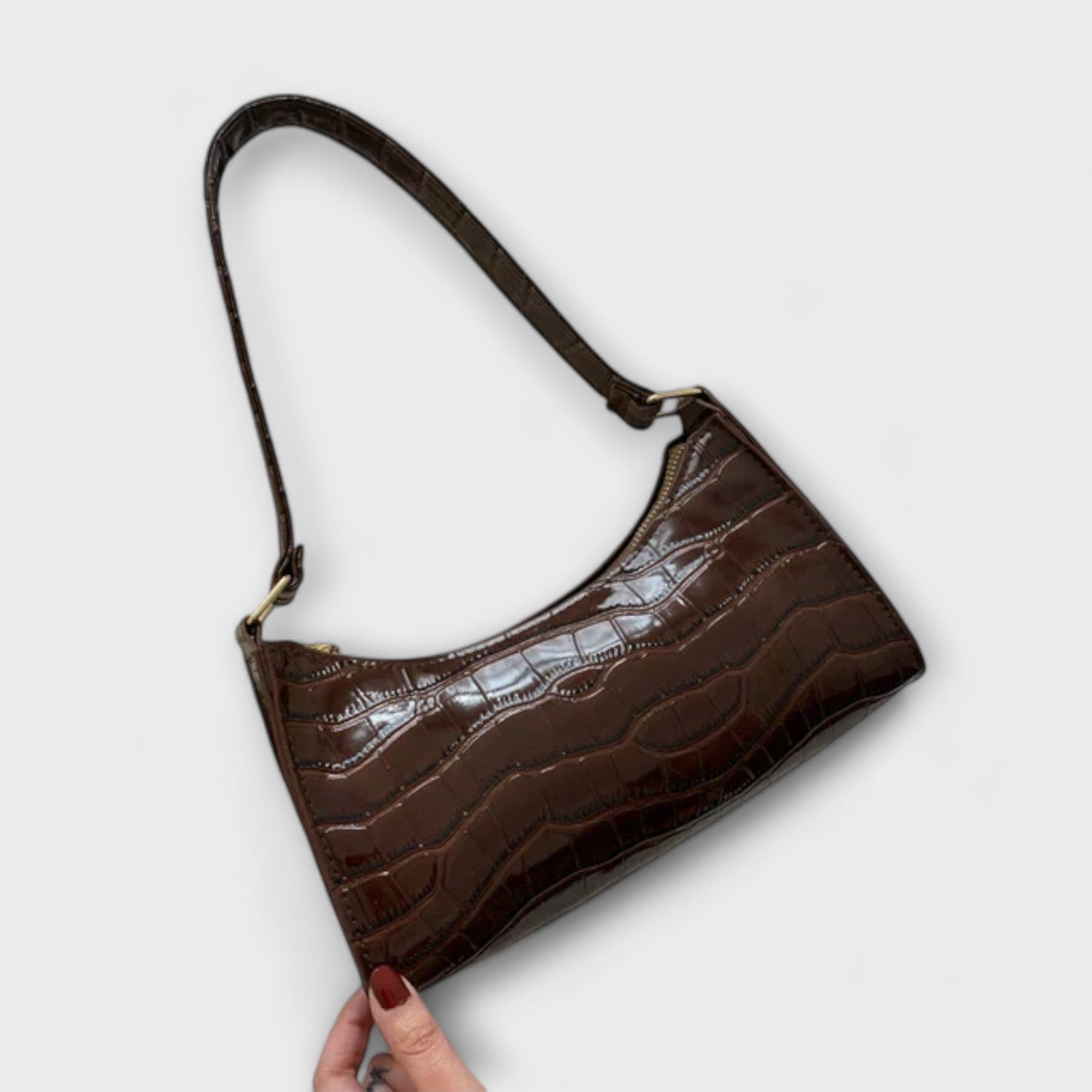 Lady Zara Shiny Leather Tote Bag