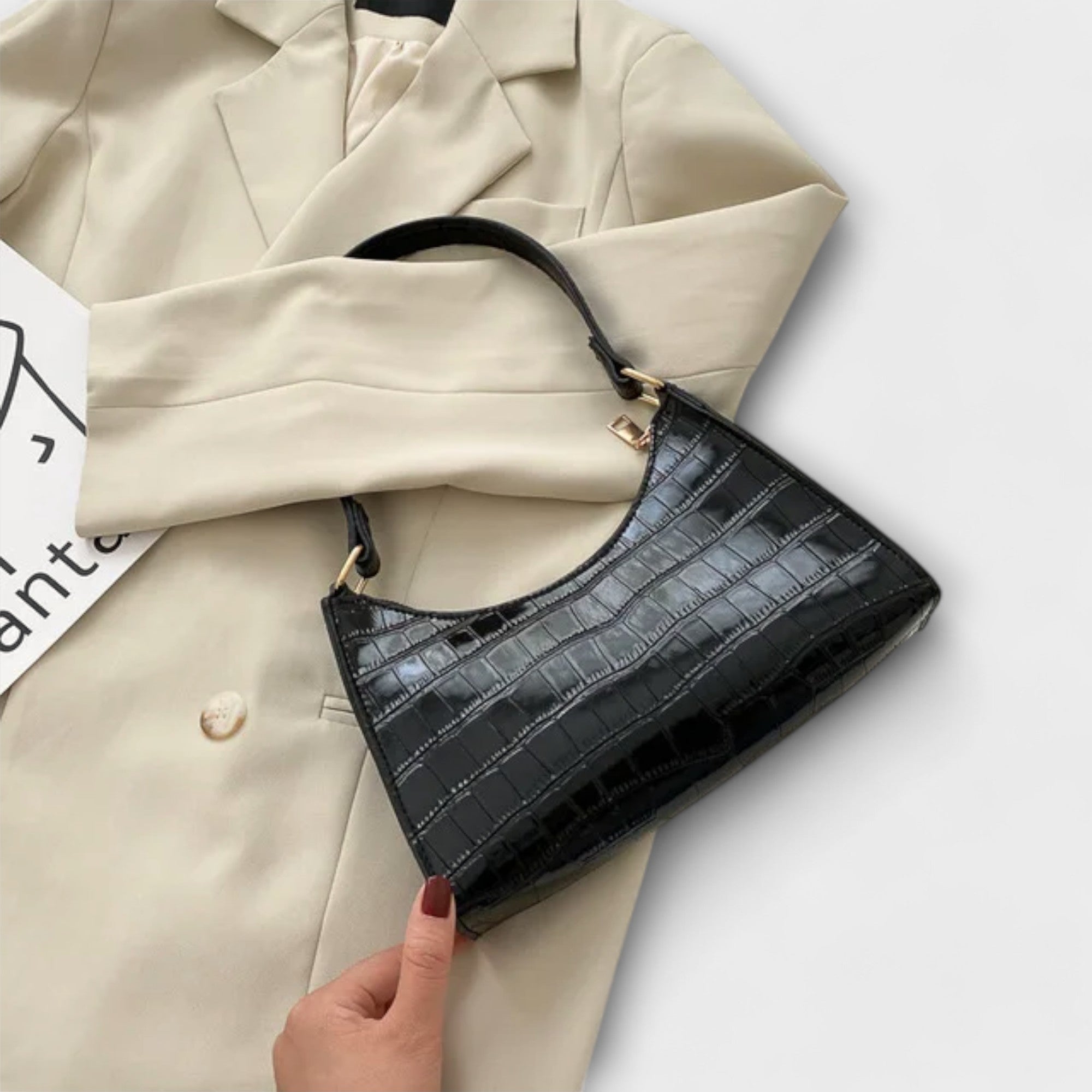 Lady Zara Shiny Leather Tote Bag