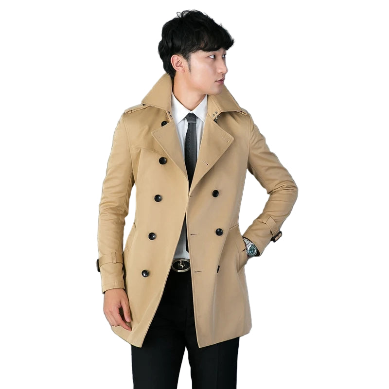 Sir Laurence Double-Breasted Slim Trench Coat