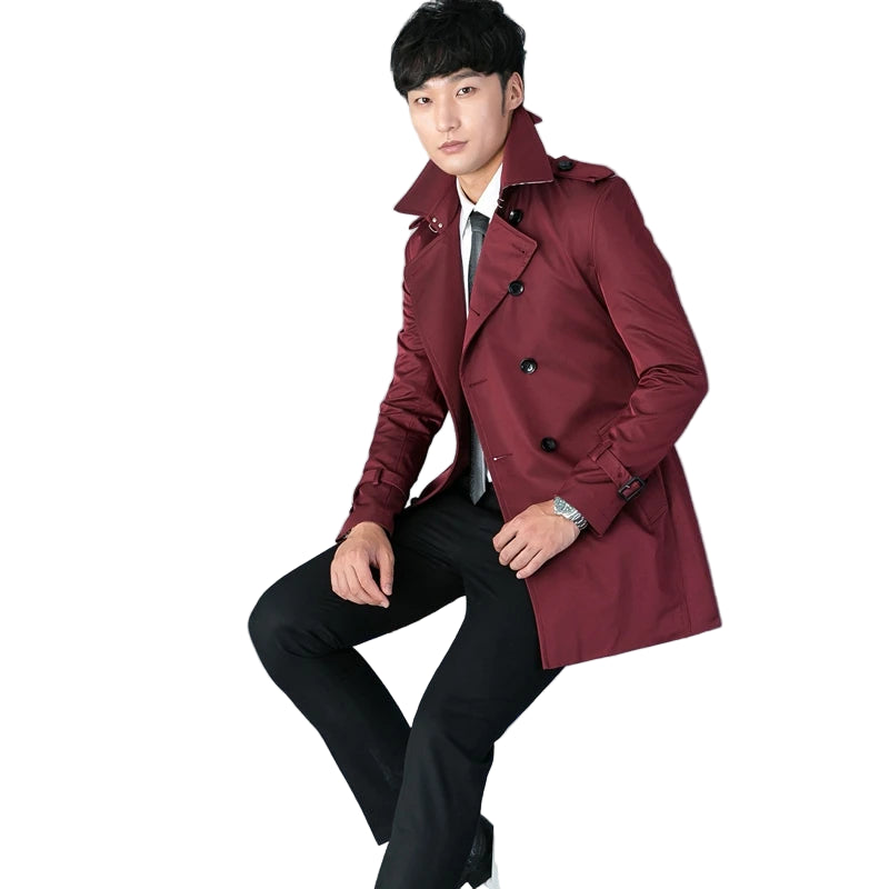 Sir Laurence Double-Breasted Slim Trench Coat