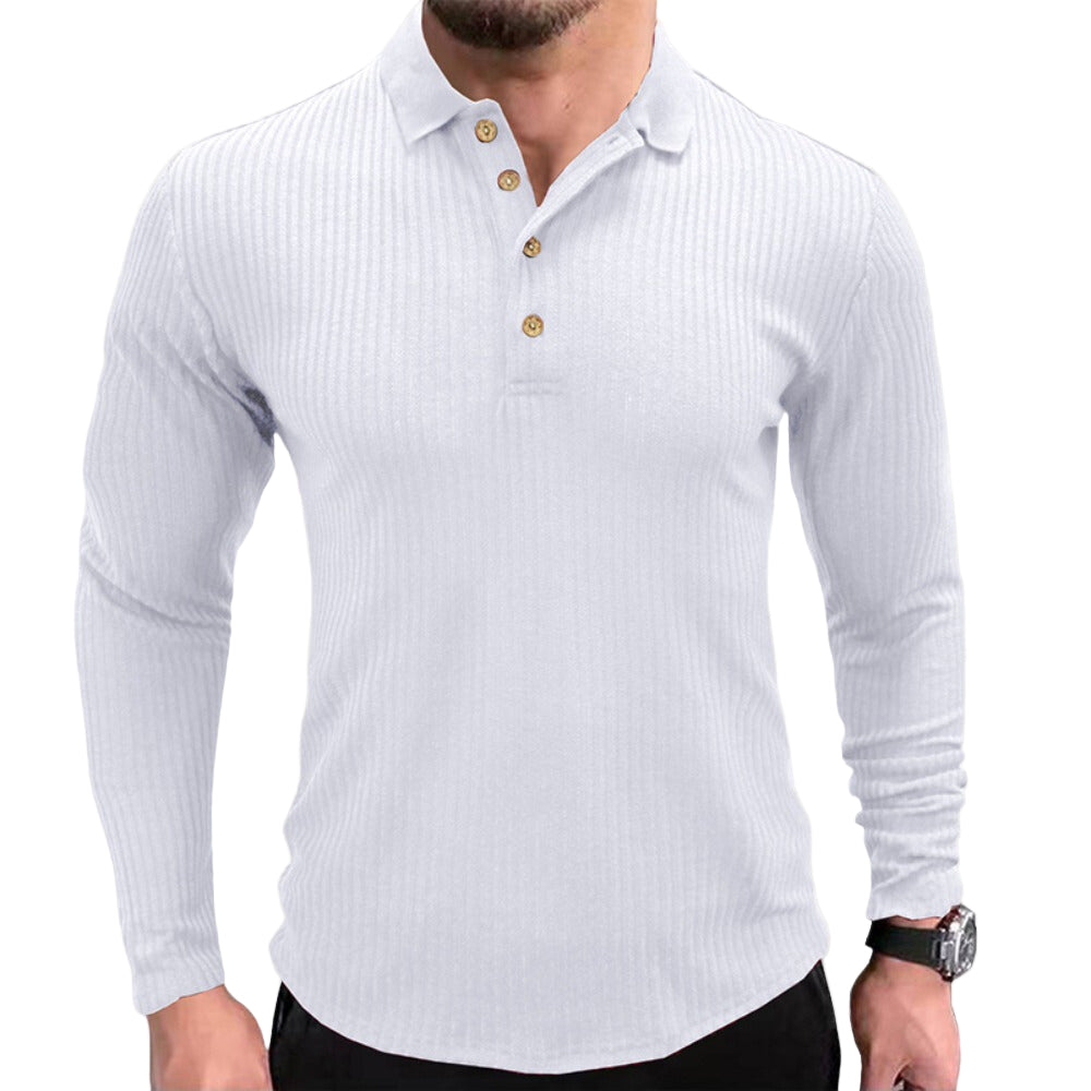 Sir Frederick Solid Color Long-Sleeve Polo Shirt