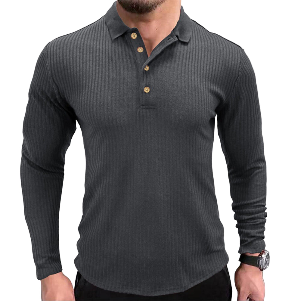 Sir Frederick Solid Color Long-Sleeve Polo Shirt