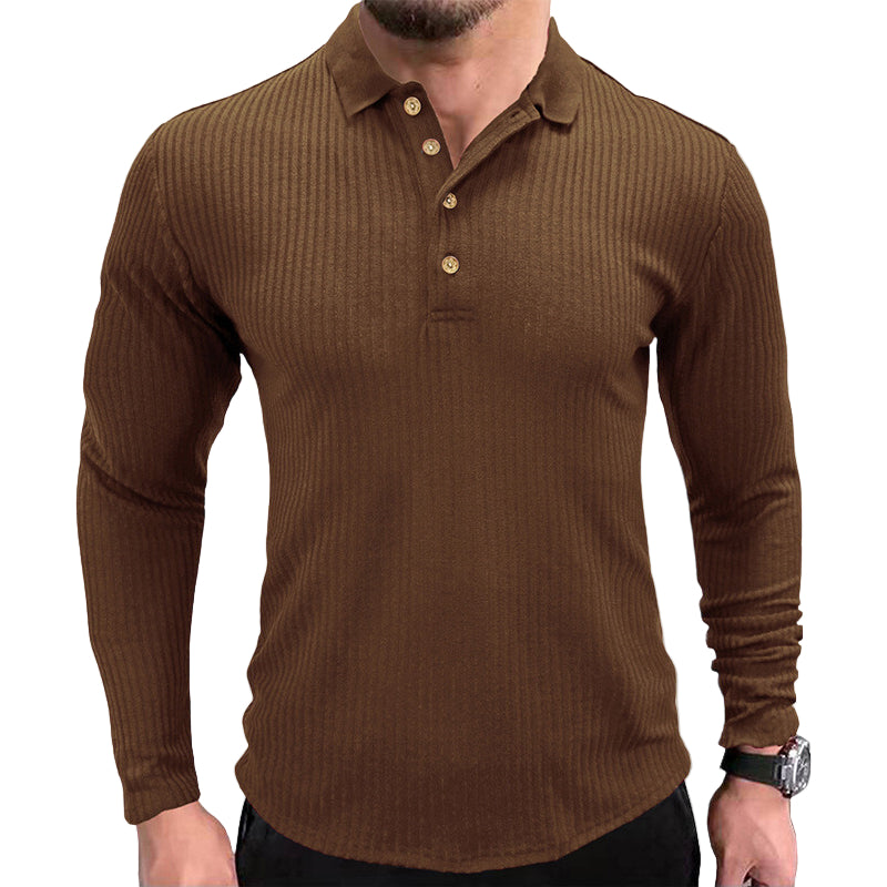 Sir Frederick Solid Color Long-Sleeve Polo Shirt
