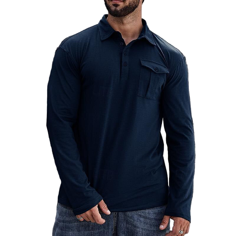 Sir Donovan Chest Pocket Long Sleeve Polo Shirt