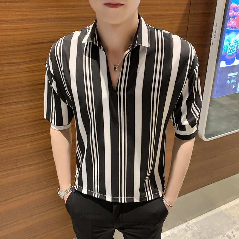 Sir Patrick Three-Quarter Sleeve Stripe Shirt