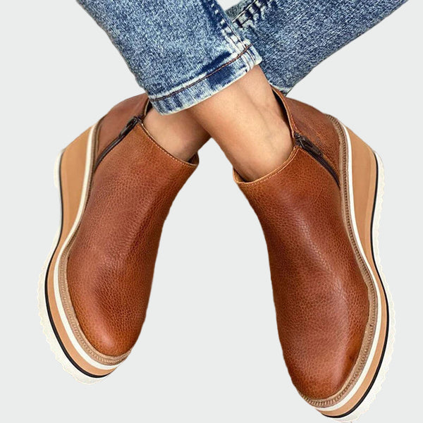 Lady Alice Leather Inca Platform Boots