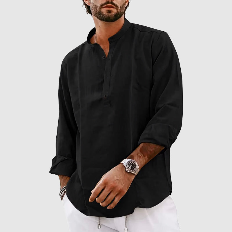 Sir Conrad Band Collar Long Sleeve Shirt