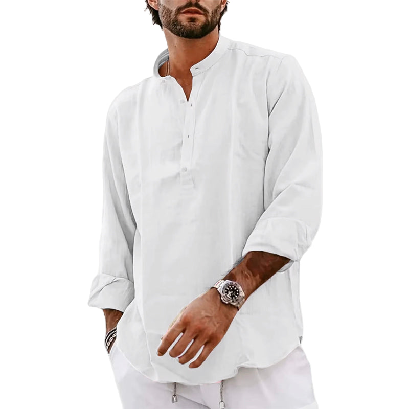 Sir Conrad Band Collar Long Sleeve Shirt