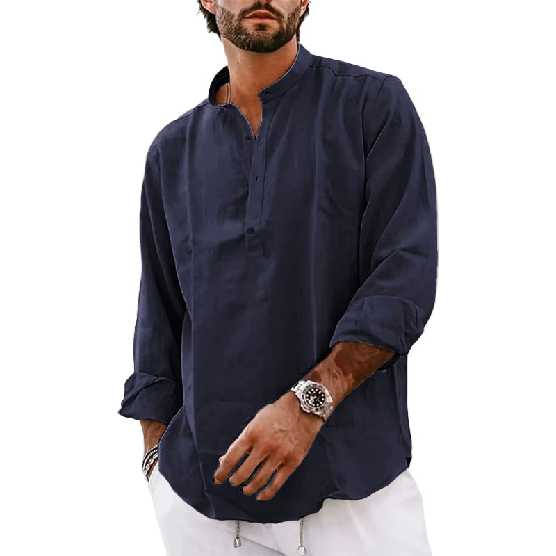 Sir Conrad Band Collar Long Sleeve Shirt
